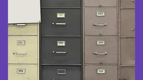 image of rows of filing cabinets